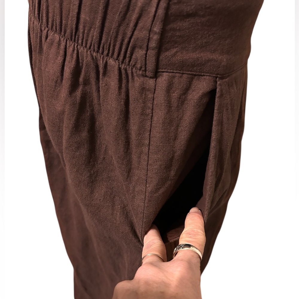 Abercrombie & Fitch Women Linen Blend Ultra Wide Leg Pull On Pant Brown Boho SzM - Picture 5 of 11